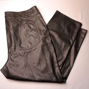 NWT Old Navy Womens High Rise OG Loose Faux Leather Jeans Size 24 Black Edgy